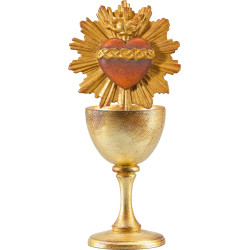 Copa de madera con Sacrado Corazón de Jesús con aureola