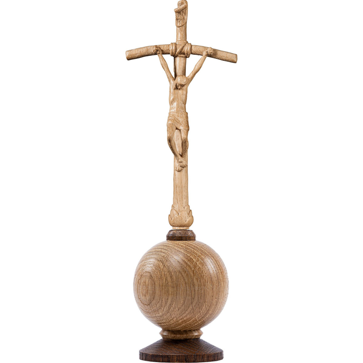 Crocifisso S. Giovanni Paolo II su globo terrestre semplice