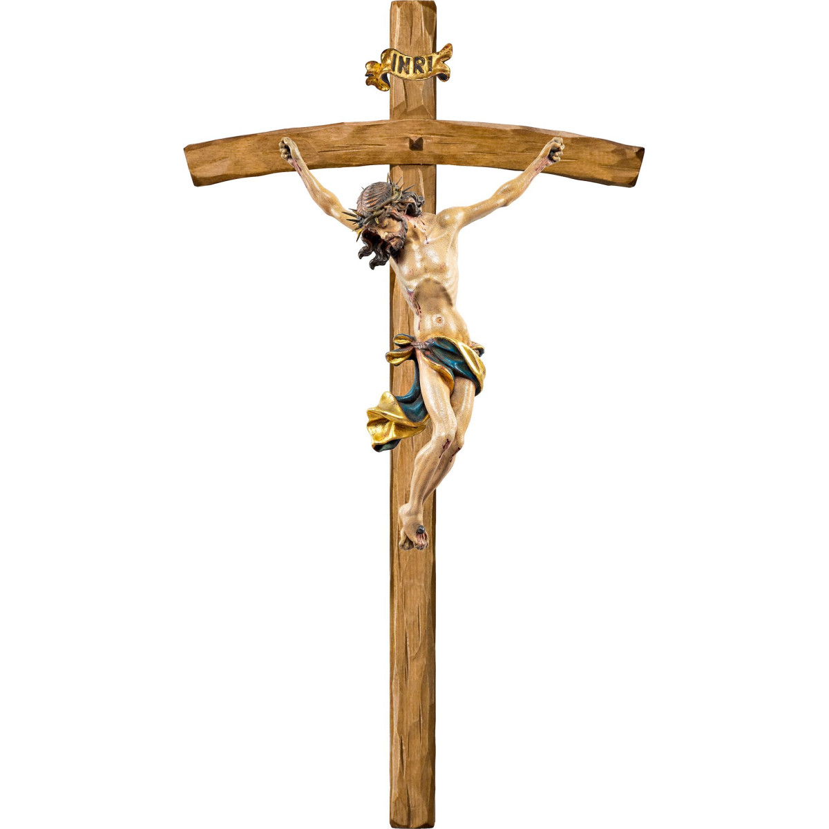 Cristo Barocco com espinhos em cruz arcada
