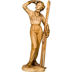 Wooden Female Skier Sculpture | Bergland