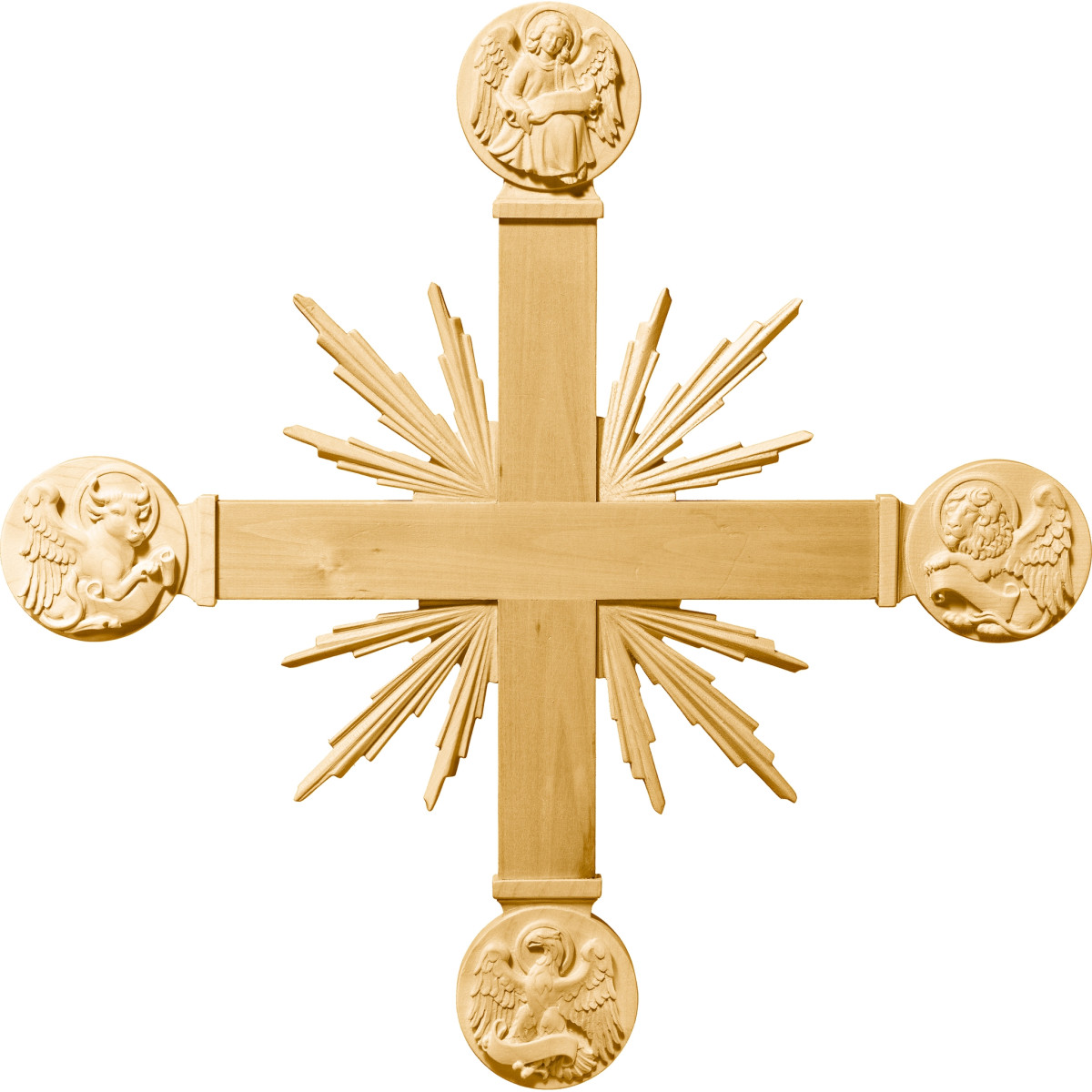 Kreuz mit Evangelisten und Strahlen