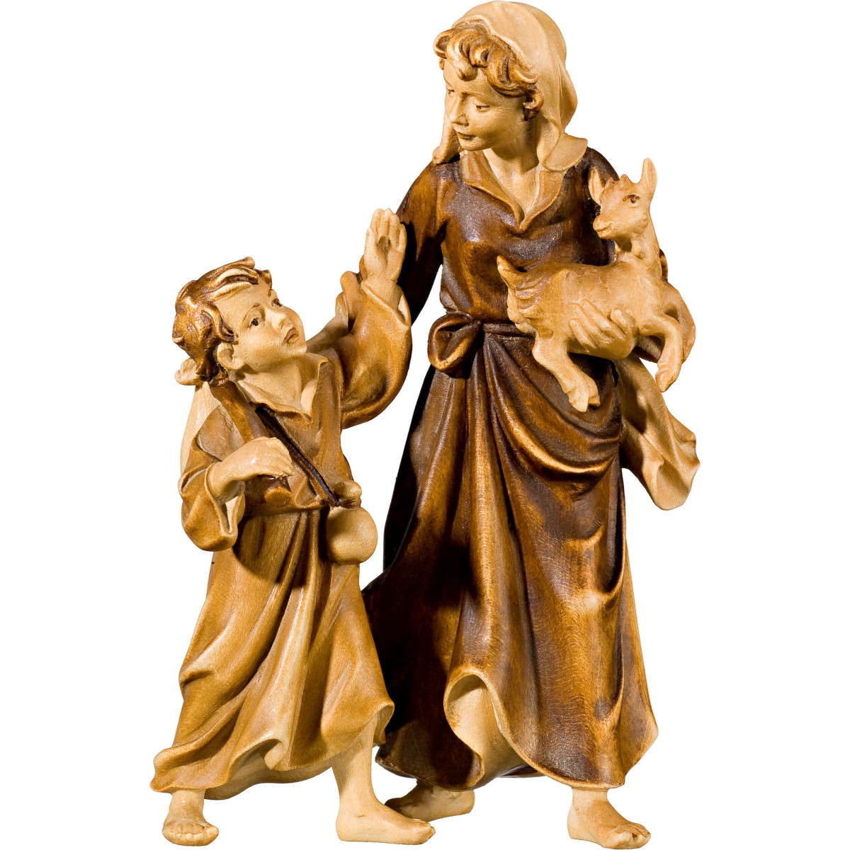 Pastora con chico y cabrito
