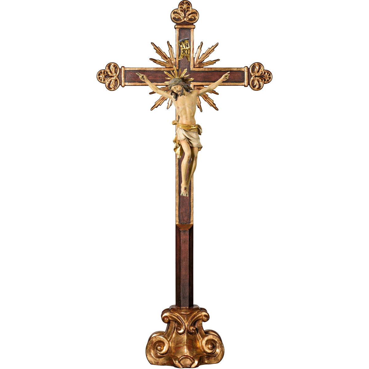 Corpus Pisa auf Standkreuz barock mit Strahlen