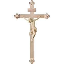 Cristo Barroco en cruz barroca con Titulus Crucis en hebreo - latín - griego