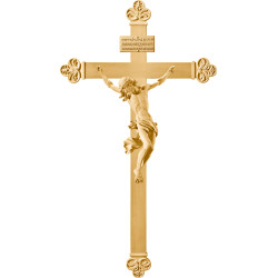 Cristo Barroco en cruz barroca con Titulus Crucis en hebreo - latín - griego