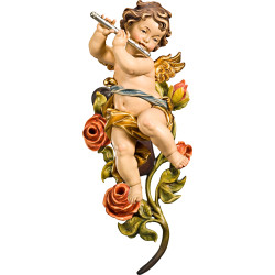 Ángel Bergland con flauta con rosas