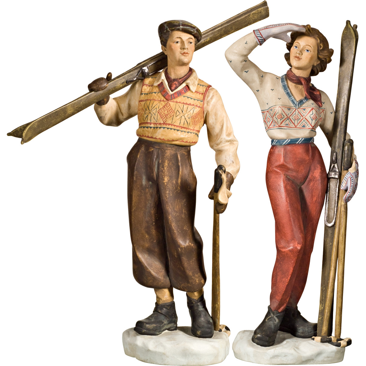 Coppia di sciatori in legno | Bergland