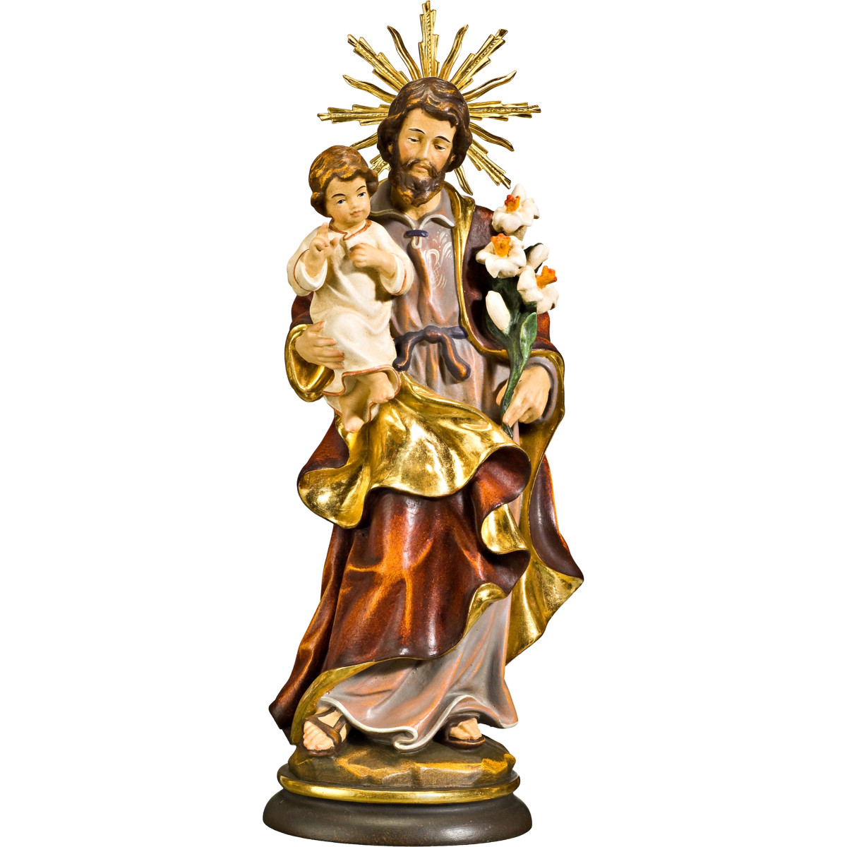 São José com o Menino Jesus e auréola