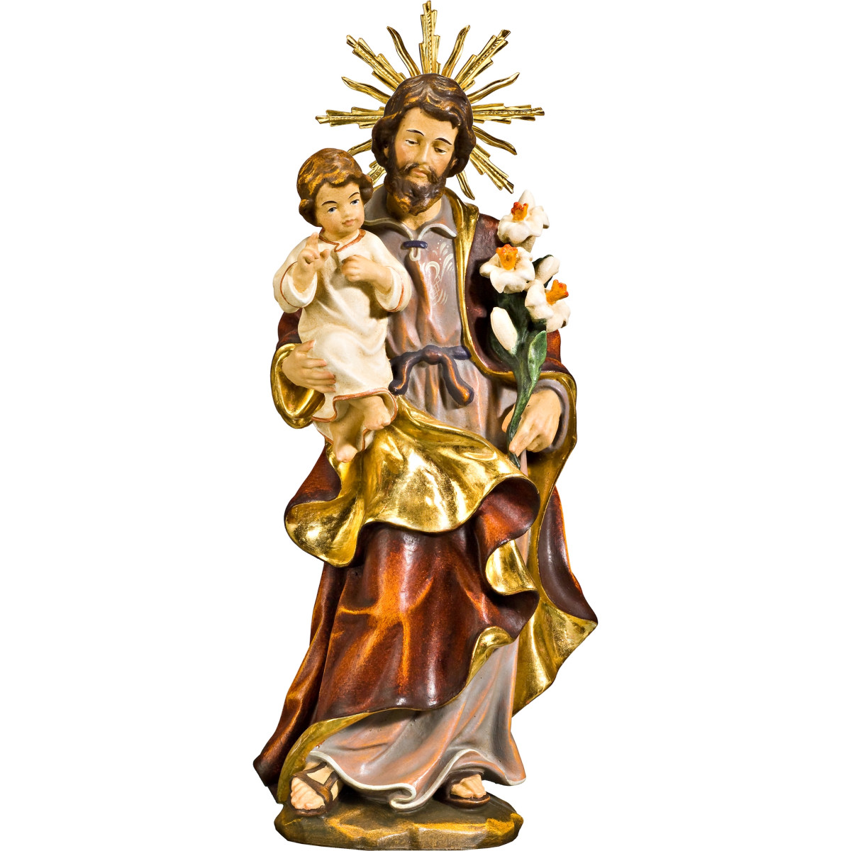 São José com o Menino Jesus e auréola