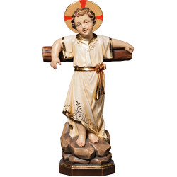 Menino Jesus de pé com cruz e auréola