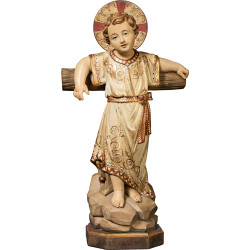 Menino Jesus de pé com cruz e auréola