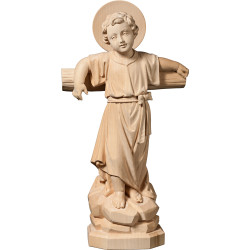 Menino Jesus de pé com cruz e auréola