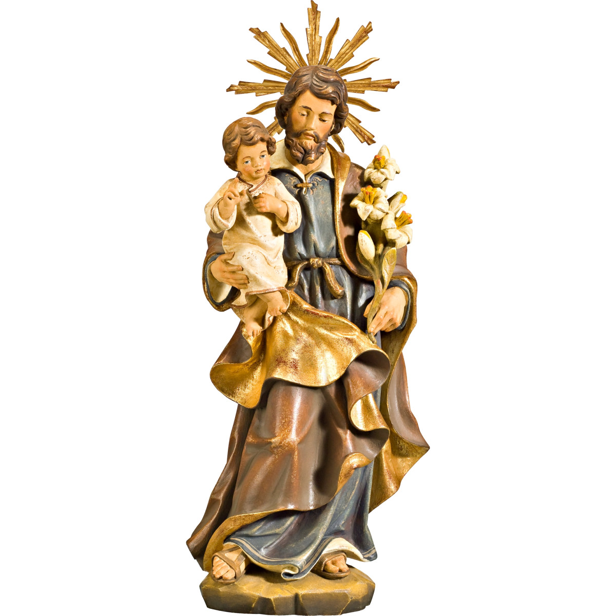 São José com o Menino Jesus e auréola