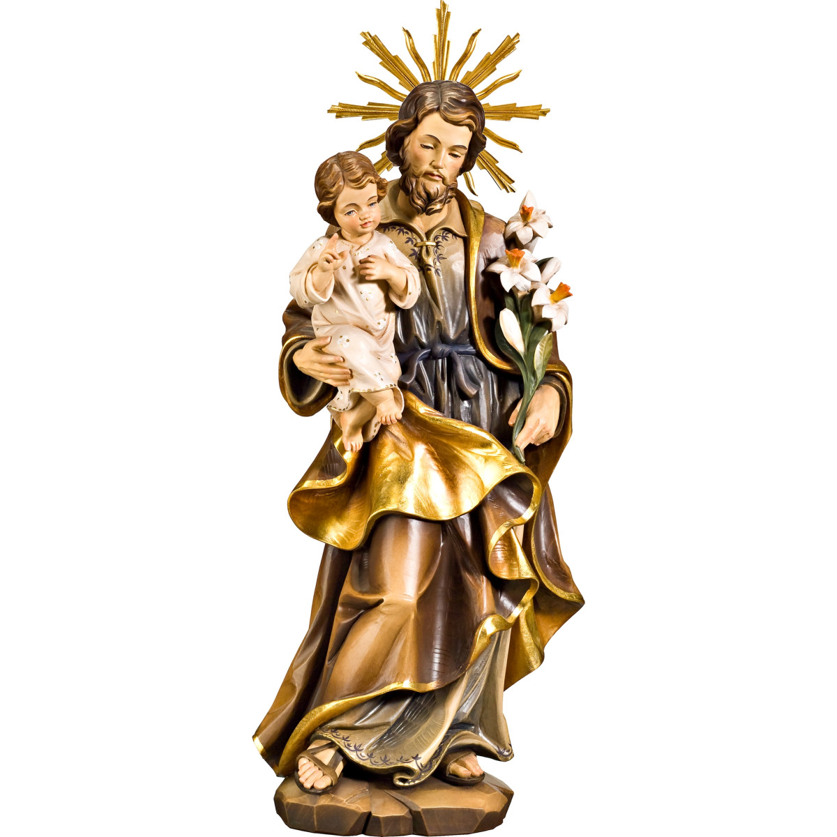 São José com o Menino Jesus e auréola