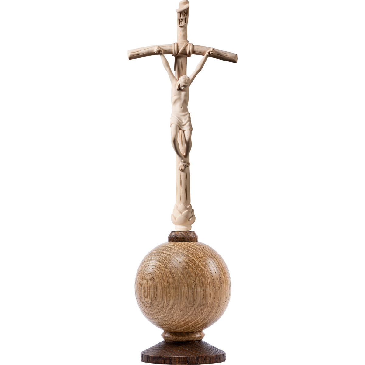 Crocifisso S. Giovanni Paolo II su globo terrestre semplice