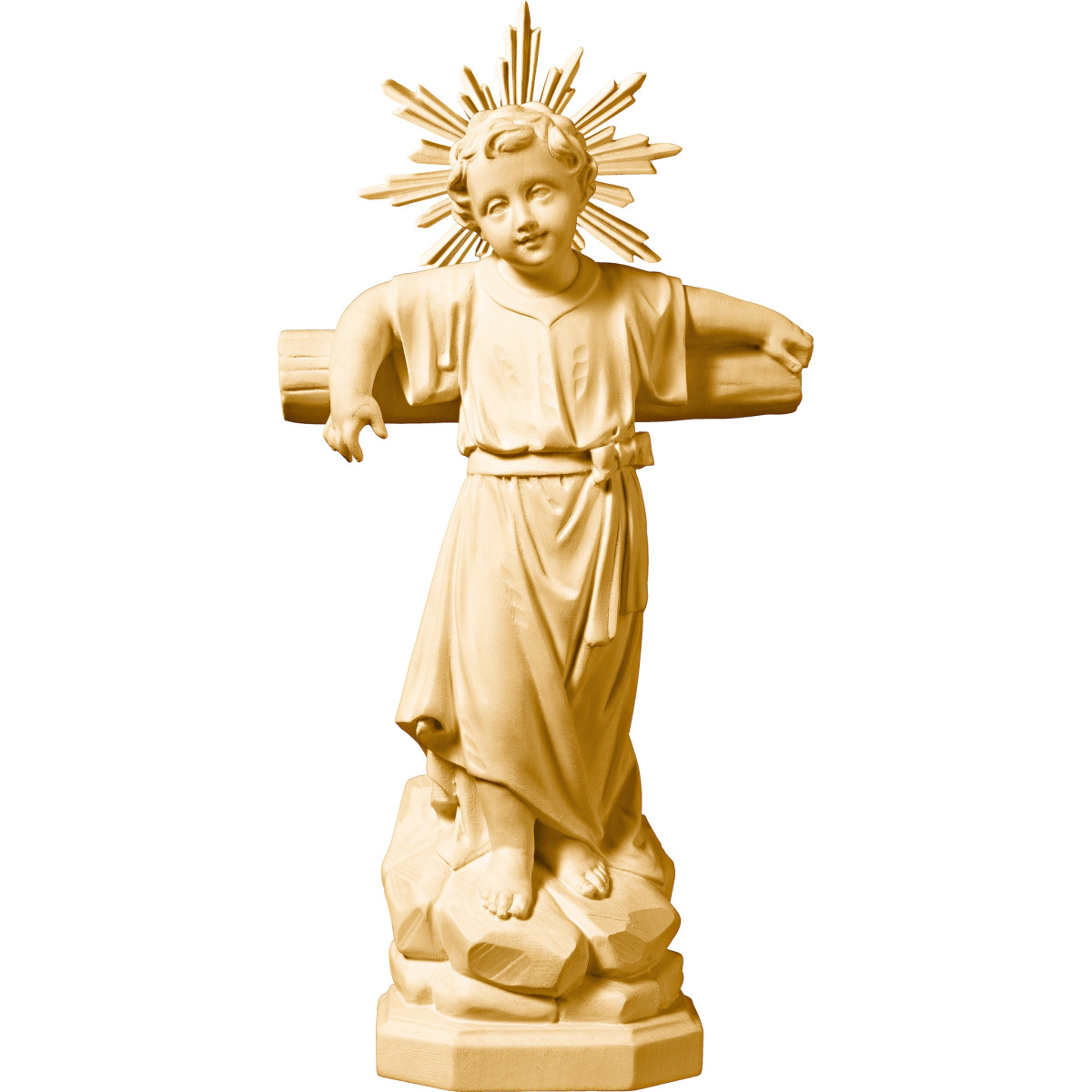 Jesus Child standing with cross and aureole