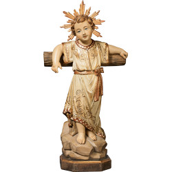 Menino Jesus de pé com cruz e auréola