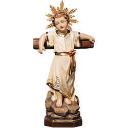 Jesus Child standing with cross and aureole