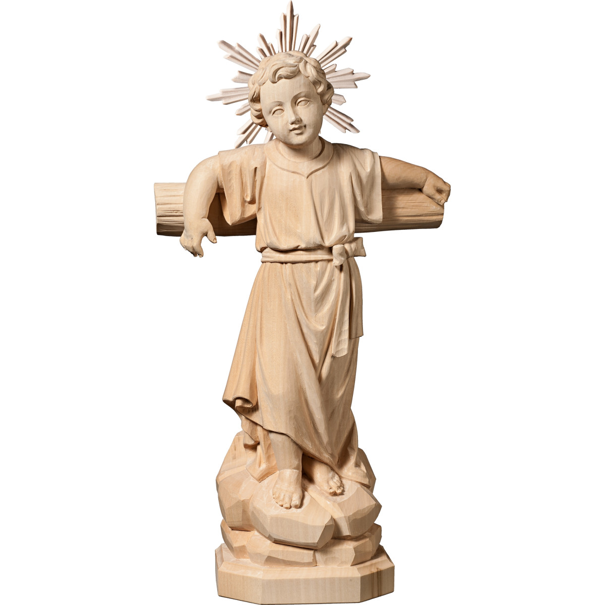 Menino Jesus de pé com cruz e auréola