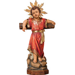Menino Jesus de pé com cruz e auréola