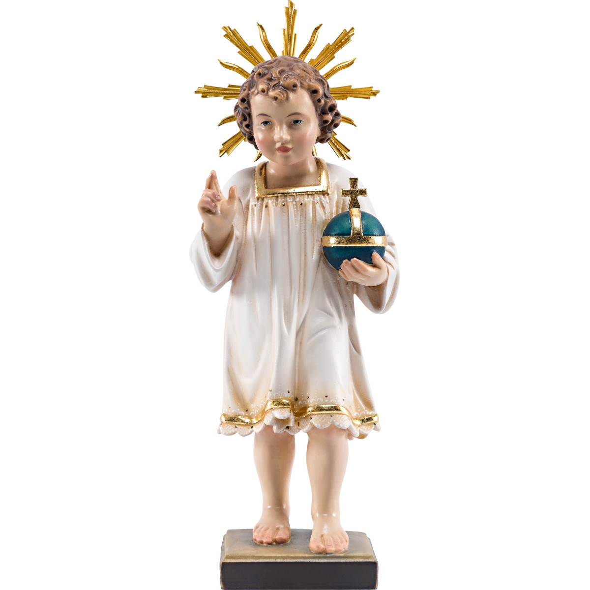 Menino Jesus de pé com auréola
