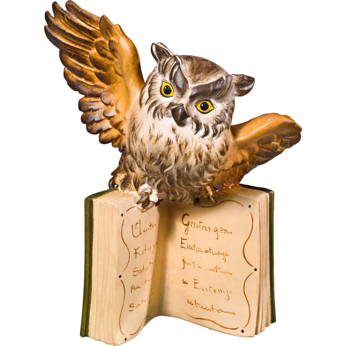 Flying Owl on Book Wood Carving | Bergland