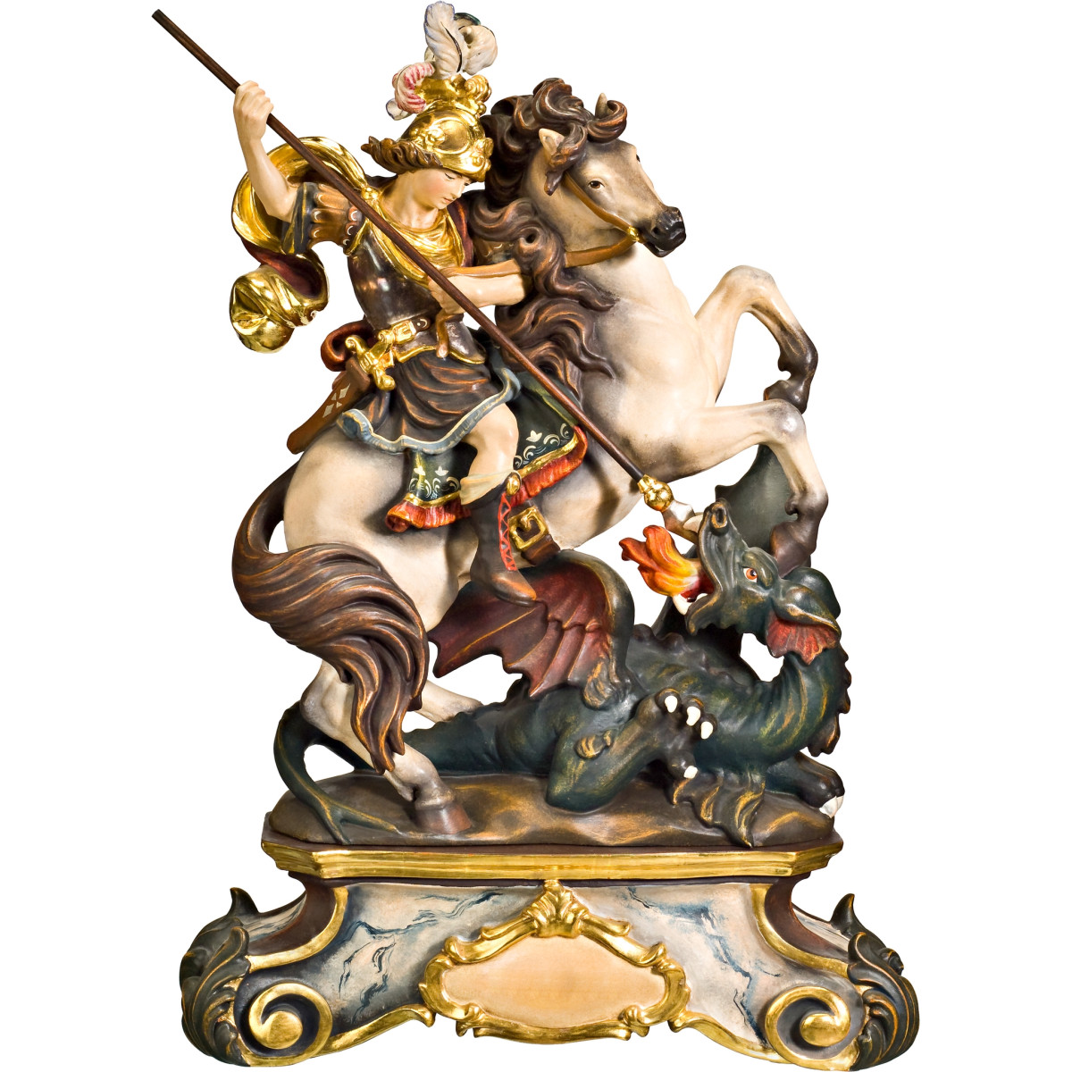 São Jorge a cavalo com pedestal