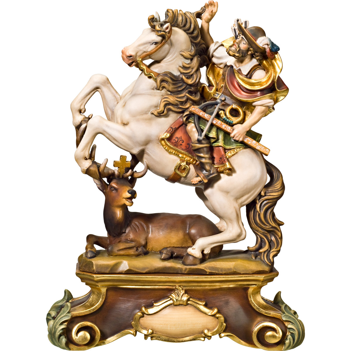 São Huberto a cavalo com pedestal