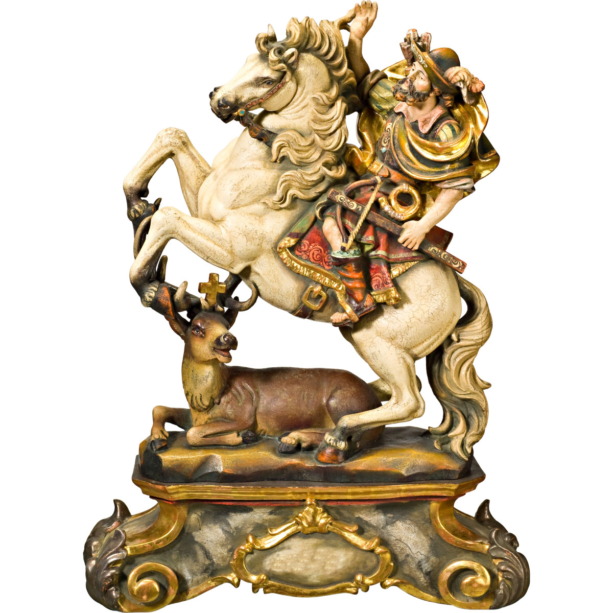 São Huberto a cavalo com pedestal