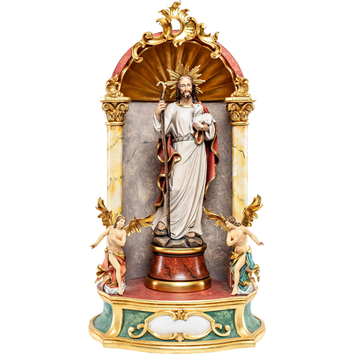 Jesus o Bom Pastor com auréola - Altar caseiro barroco