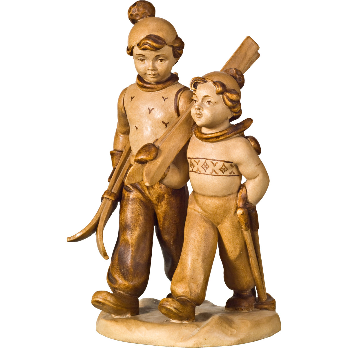 Coppietta di sciatori in legno | Bergland