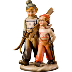 Coppietta di sciatori in legno | Bergland