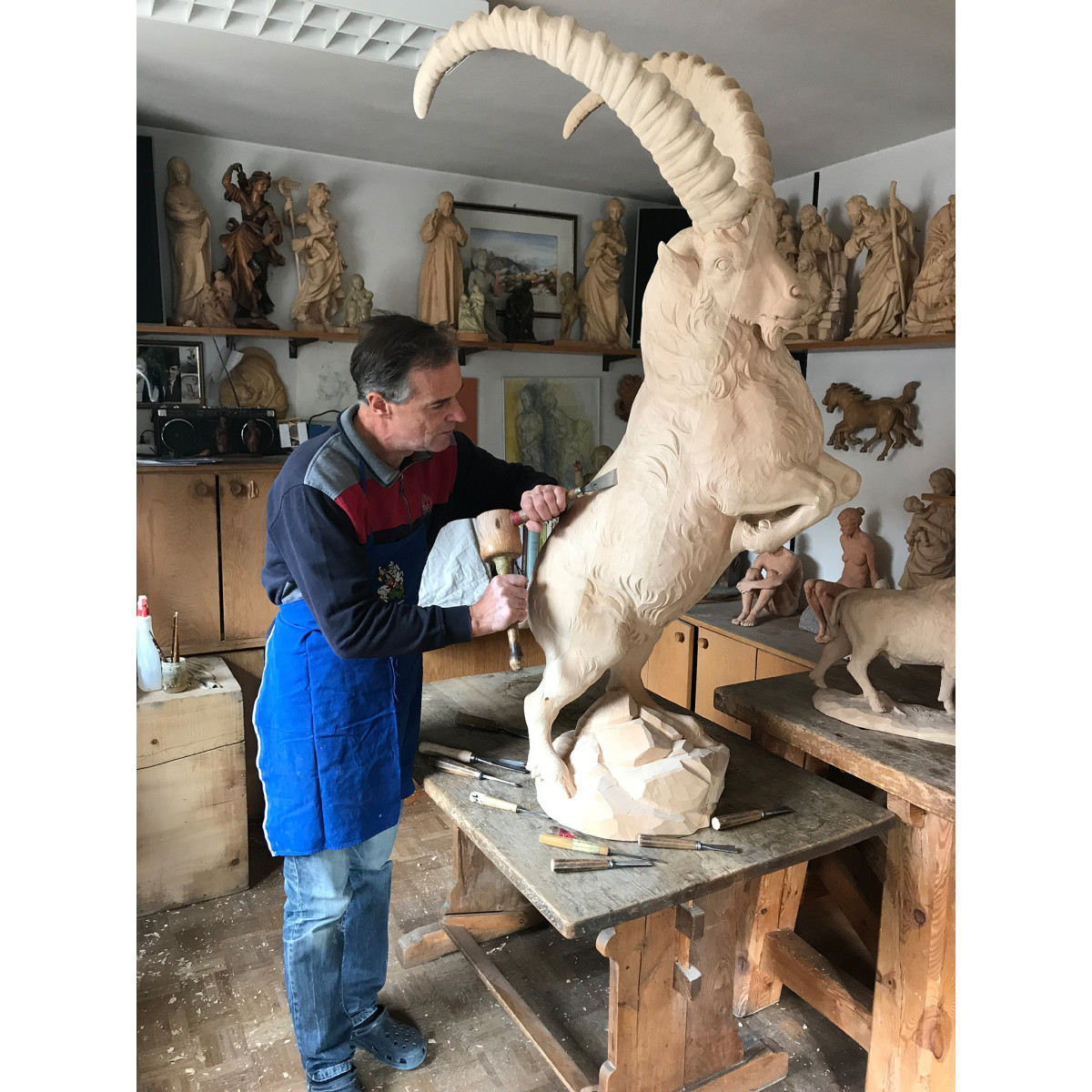 Steinbock aus Holz | Bergland