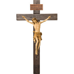 Corpus Pisa on cross Old wood with Titulus Crucis in hebrew - latin - greek