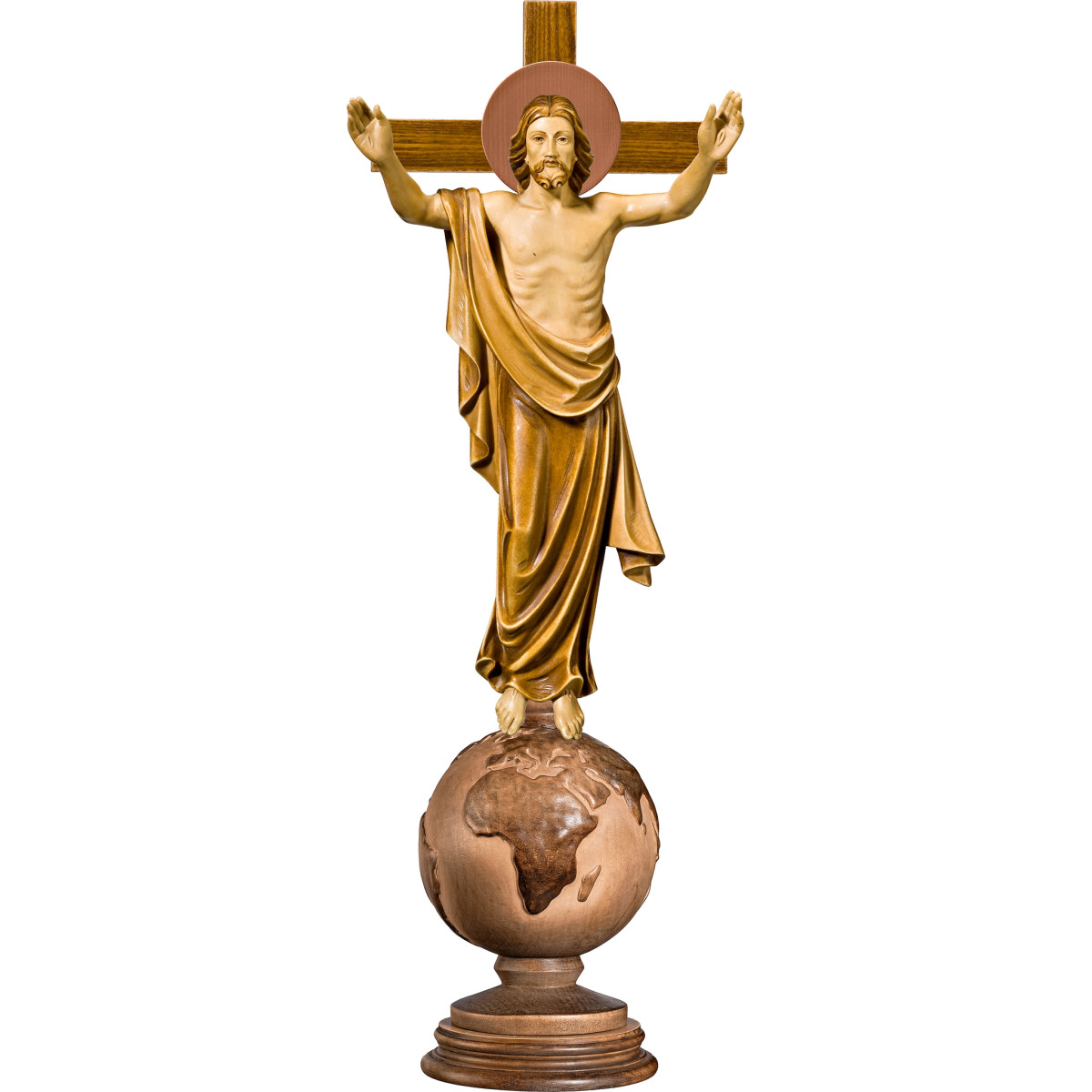 Cristo Risorto su globo con croce
