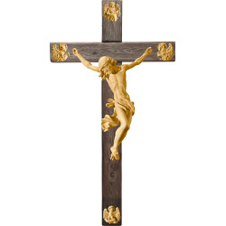 Corpus Baroque on cross Old wood with Evangelists