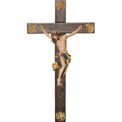 Corpus Baroque on cross Old wood with Evangelists