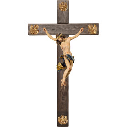 Cristo Barroco en cruz Madera vieja con Evangelistas