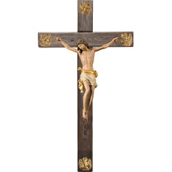 Cristo Pisa em cruz Madeira velha com Evangelistas
