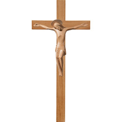 Cristo moderno ROMA con aureola en cruz de roble simple ancha