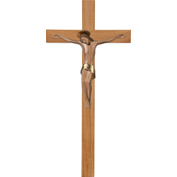 Cristo moderno ROMA com auréola em cruz de carvalho simples larga