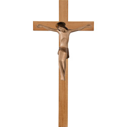 Cristo moderno ROMA con aureola en cruz de roble simple ancha
