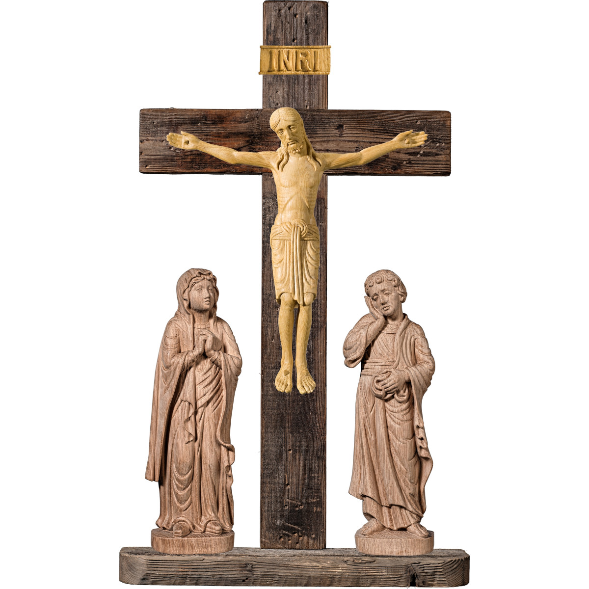 Romanesque Crucifixion Wood Carving | Bergland