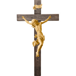 Cristo Barroco em cruz Madeira velha