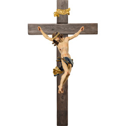 Cristo Barroco em cruz Madeira velha