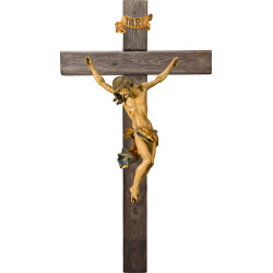 Cristo Barroco em cruz Madeira velha