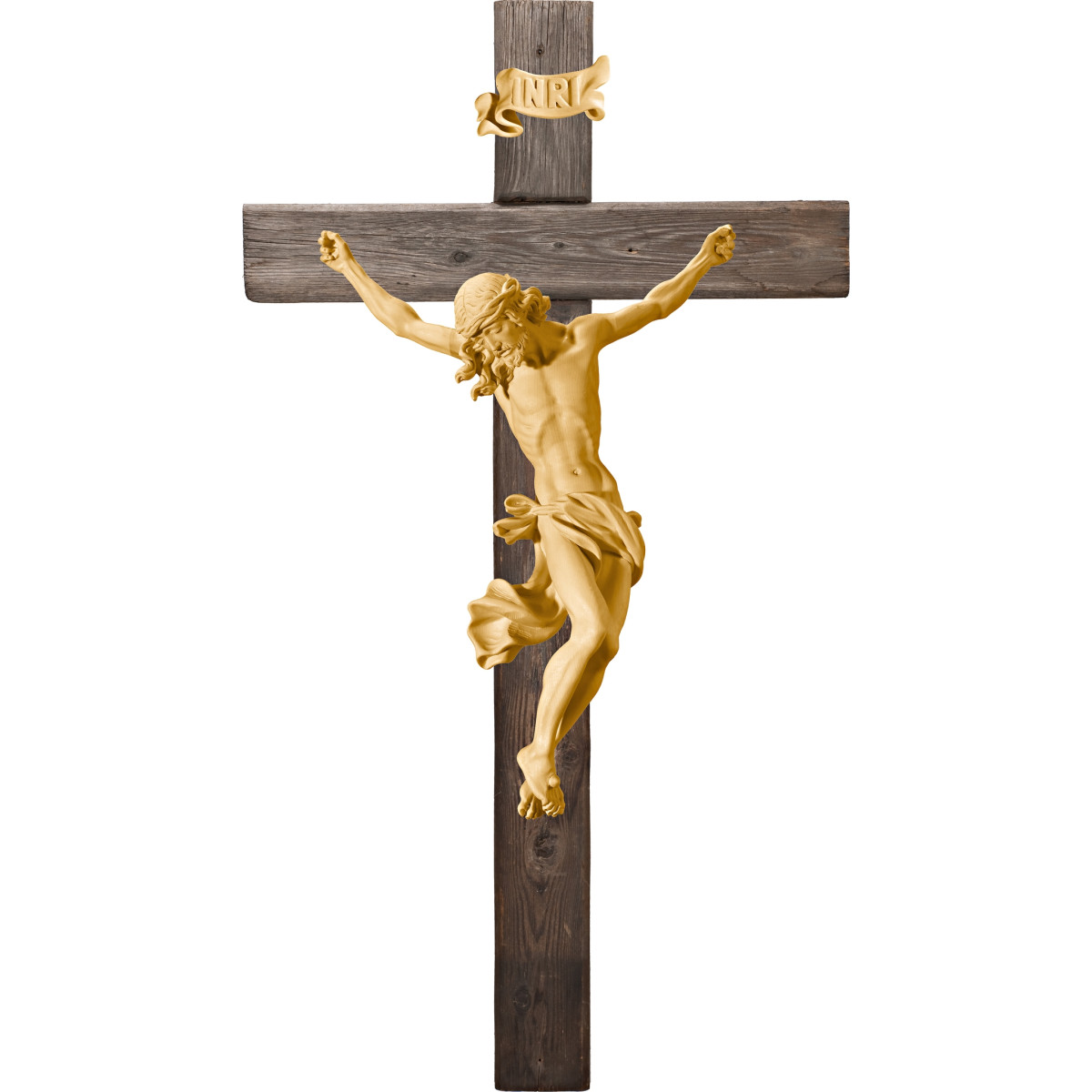 Cristo Barroco em cruz Madeira velha