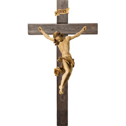Cristo Barroco em cruz Madeira velha