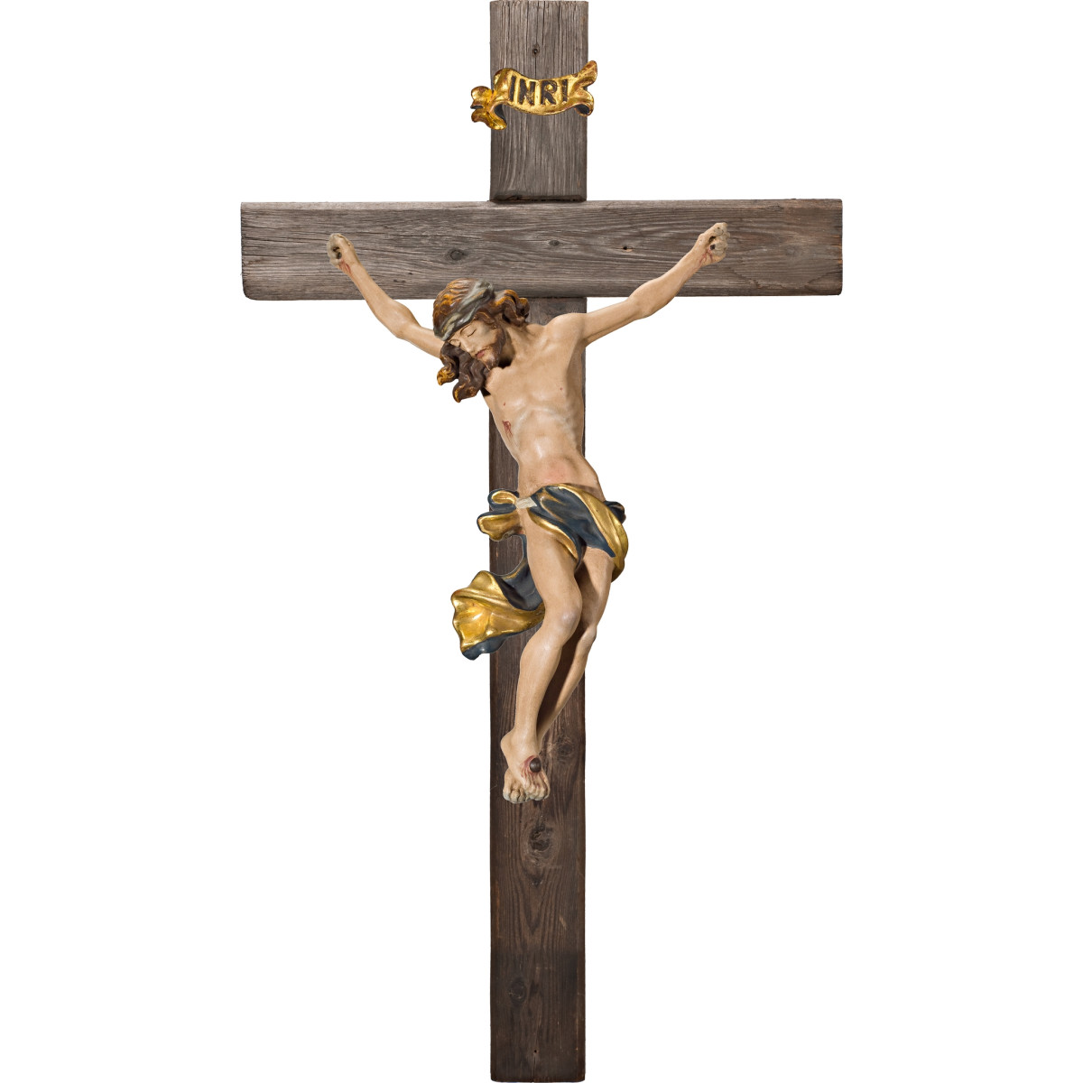 Cristo Barroco em cruz Madeira velha
