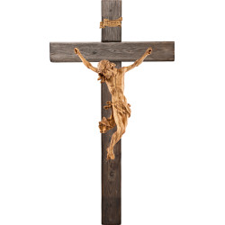 Cristo Barroco em cruz Madeira velha
